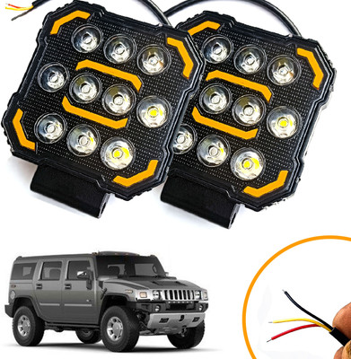 AUTO PEARL Square 10-Led DRL Motorcycle Off-Road Vehicle Light Auxiliary White & Yellow L75 Fog Lamp Car, Van, Truck LED (12 V, 24 W)(Hummer H2, Pack of 2)