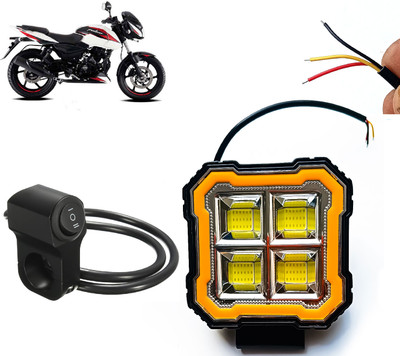 AUTO PEARL Square 4Led DRL Off-Road Vehicle Foglight Auxiliary White-Yellow with Switch A53 Fog Lamp Motorbike LED for Bajaj (12 V, 24 W)(Pulsar 180, Pack of 1)