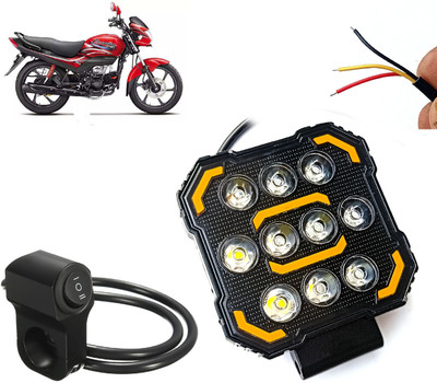 AUTO PEARL 10Led DRL Bike Off-Road Vehicle Light Auxiliary White & Yellow with Switch B64 Fog Lamp Motorbike LED for Hero (12 V, 24 W)(Passion Plus, Pack of 1)