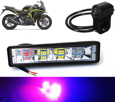 AUTO PEARL 6-inch 24LED Yellow/White/Red/Blue & Flashing Led Fog Light with Switch C8 Fog Lamp Motorbike LED for Honda (12 V, 18 W)(CBR 250R, Pack of 1)