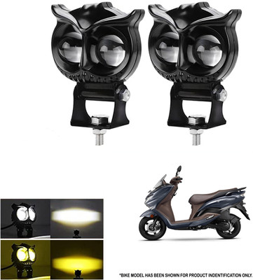 ROYAL AUTO MART New Heavy Aluminum Material Owl-Shape Fog Light In Yellow-White Color-308 Fog Lamp Motorbike LED for Suzuki (12 V, 40 W)(Burgman Street, Pack of 2)