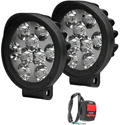 Naturalcreations 9 Led Round Cap Fog Lamp Pair With 1 Switch Fog Lamp Motorbike, Car, Truck, Van LED (12 V, 27 W)(Universal For Bike, Universal For Car, Pack of 2)