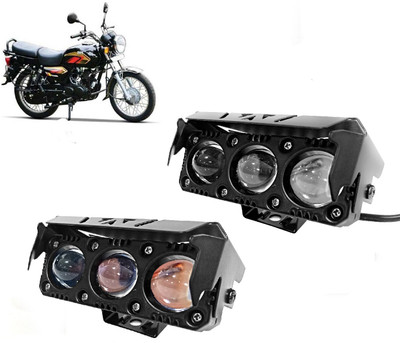 AUTO PEARL 3-Projector lens LED Dual Color White and Yellow High Beam Foglight J009 Fog Lamp Motorbike LED for TVS (12 V, 20 W)(MAX4R, Pack of 2)