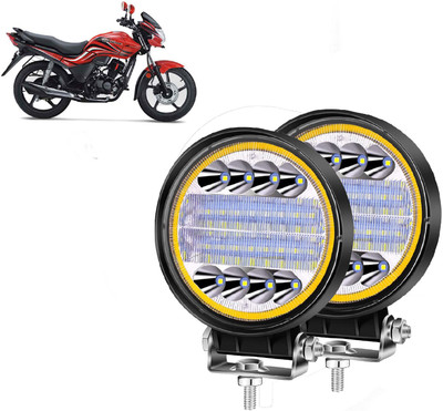 AUTO PEARL 24LED Round 3-Mode White and Yellow light High Beam Led for Passion Fog Lamp Motorbike LED for Hero (12 V, 72 W)(Passion, Pack of 2)