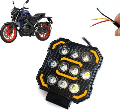 AUTO PEARL Square 10-Led DRL Motorcycle Off-Road Vehicle Light Auxiliary White & Yellow F18 Fog Lamp Motorbike LED for Yamaha (12 V, 24 W)(MT 15, Pack of 1)