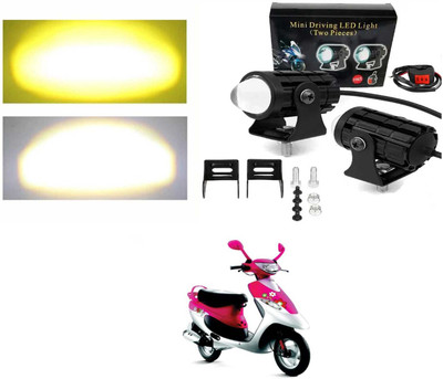 PRTEK Bike LED High Power Dual Color Mini Driving Lights with Switch X40 Fog Lamp Car, Motorbike, Van LED (12 V, 12 W)(Tavera, Pack of 2)