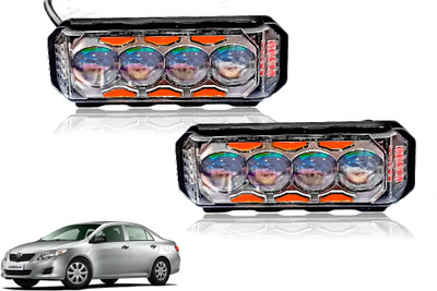 AUTO PEARL 4Lens Yellow/White & Multi Flicker Red/Blue Led for Corolla 2015 onwards Fog Lamp Car LED for Toyota (12 V, 30 W)(Corolla, Pack of 2)