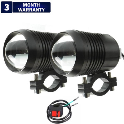 Autozap U1-BLACK Fog Light Spot Lamp + Switch Fog Lamp Motorbike, Car LED (12 V, 15 W)(Universal For Bike, Universal For Car, Pack of 2)