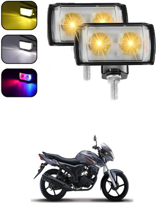 GONAMA Universal Mini Double Lens Fog Light with yellow & White Flashing Light sg34 Fog Lamp Car, Motorbike LED for Honda (12 V, 40 W)(CBF Stunner, Pack of 1)