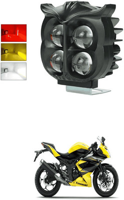 LOVMOTO Universal 4 LED Owl shape Spotlights Fog Lights Hi/Low,Red Angle & Flashing s292 Headlight Car, Motorbike LED for Kawasaki (12 V, 30 W)(Universal For Bike, Pack of 1)