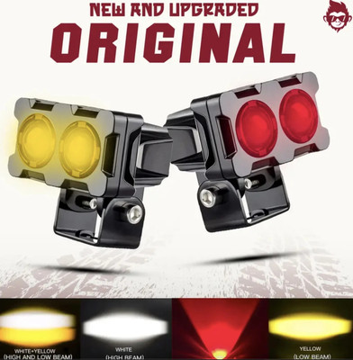automunk Motorcycle LED Fog Lamp Two Lens White Yellow Heavy Quality Fog Lamp Motorbike, Car LED (12 V, 40 W)(Universal For Bike, Universal For Car, Pack of 2)