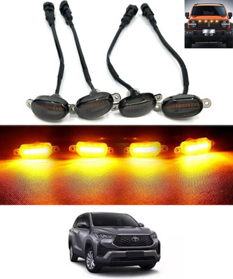 ABJD Car 4LED Front Grille Smoked Lens Daytime Running Amber Lights-153 Fog Lamp Car, Truck, Van LED for Toyota (12 V, 55 W)(Innova Hycross, Pack of 4)