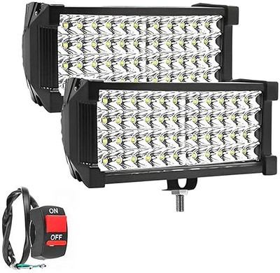 FABTEC 7 Inch 48 led bar Light Bike Led Fog Light 48 led Off-Road Flood Beam Fog Lamp Motorbike LED (12 V, 144 W)(Universal For Bike, Pack of 2)