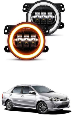 LOVMOTO 4 inch LED fog lights with DRL and Amber Turn Signal Fog Light Round Fog Lamp Car LED (12 V, 12 W)(Universal For Car, Pack of 2)