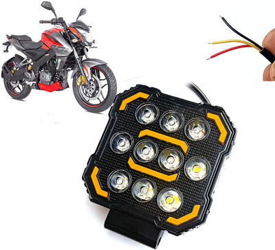 AUTO PEARL Square 10-Led DRL Car Off-Road Vehicle Light Auxiliary White-Yellow Lighting A59 Fog Lamp Motorbike LED for Bajaj (12 V, 24 W)(Pulsar 180, Pack of 1)