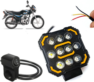 AUTO PEARL 10Led DRL Bike Off-Road Vehicle Light Auxiliary White & Yellow with Switch A22 Fog Lamp Motorbike LED for Bajaj (12 V, 24 W)(CT 100, Pack of 1)