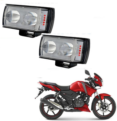 RAWAT 2 LED White-Yellow Fog Light with Red & Blue Strobe With On-Off Switch-385 Fog Lamp Motorbike LED for TVS (12 V, 36 W)(Apache RTR 160, Pack of 3)