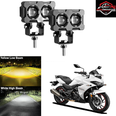 Autoinnovation Dual Lens Fog Light with yellow & White Flashing Mode_11 Fog Lamp Motorbike LED for Hero (12 V, 45 W)(Xtreme 200S, Pack of 2)