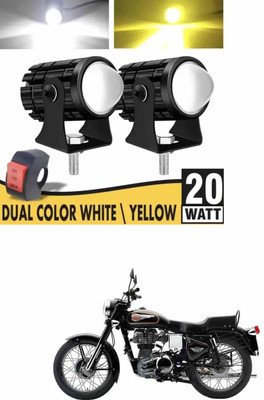 BuddyBuzz Mini LED Driving Fog Lights White/Yellow For Bullet 350 Twinspark Headlight Motorbike LED for Royal Enfield (12 V, 24 W)(Universal For Bike)