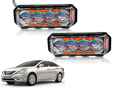 AUTO PEARL 4Lens Yellow/White & Multi Flicker Red/Blue Led for Sonata Embera Fog Lamp Car LED for Hyundai (12 V, 30 W)(Sonata, Pack of 2)