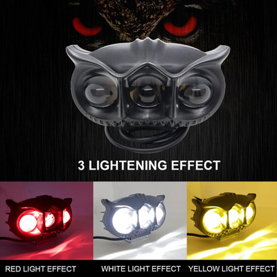 LIU HJG Yellow/White 30 Watt Owl Fog Light With Red Devil Eye Fog Lamp Car, Motorbike, Truck LED (12 V, 30 W)(Universal For Bike, Universal For Car, Pack of 1)