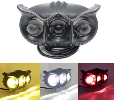 AutoPowerz LED Owl Fog Light Yellow/White and Red Devil Eye Effect 3 Colour Mode Fog Lamp Motorbike LED (9 V, 40 W)(Universal For Bike, Pack of 1)