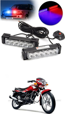 LOVMOTO Red Blue Emergency LED Police Lights Bar Warning Deck Dash Grille Lights sg360 License Plate Light Motorbike LED for TVS (12 V, 12 W)(Star Sport, Pack of 1)