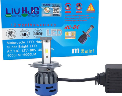 LIU HJG White LED AC/DC H4 Fitting Headlight Bulb Headlight Car, Motorbike LED (12 V, 60 W)(Universal For Bike, Universal For Car, Pack of 1)