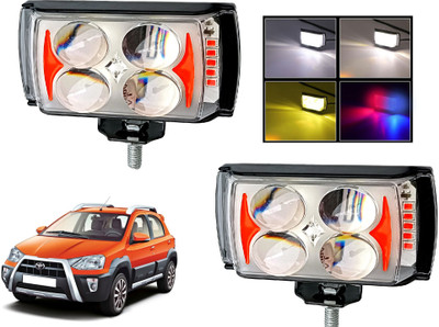 AUTO PEARL 4-EYE Lens Foglight, White, Yellow & Blue-Red Amber Auxiliary Projector Led Y056 Fog Lamp Car LED for Toyota (12 V, 15 W)(Etios Cross, Pack of 2)