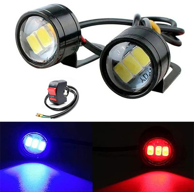 JKM traders Strobe Led Light with Flashing/Blinking Warning Brake Light Lamp (Red/Blue) License Plate Light Motorbike LED (12 V, 40 W)(Universal For Bike, Pack of 2)