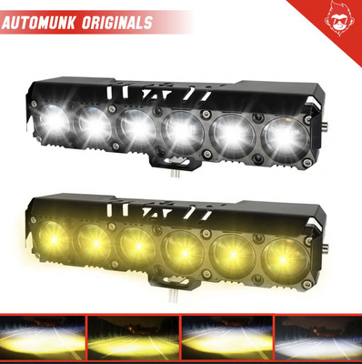 automunk 6 LENS LED LIGHT HEAVY DUTY HIGH QUALITY WHITE/YELLOW Headlight Car, Motorbike, Truck, Van LED (24 V, 100 W)(Universal For Bike, Universal For Car, Pack of 2)