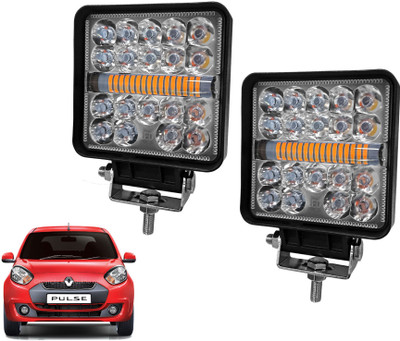 AUTO PEARL 4 inch Square 35Led Auxiliary Amber DRL Spot Light Off Road Light for Car 286 Back Up Lamp Car LED for Renault (12 V, 30 W)(Pulse, Pack of 2)