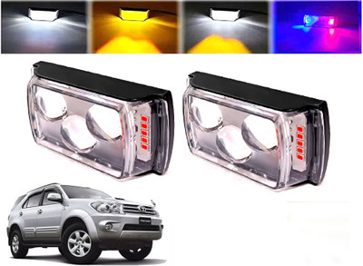 AUTO PEARL 3-EYE Lens Foglight, White, Yellow & Blue-Red Amber Auxiliary Projector Led T058 Fog Lamp Car LED for Toyota (12 V, 10 W)(Fortuner, Pack of 2)