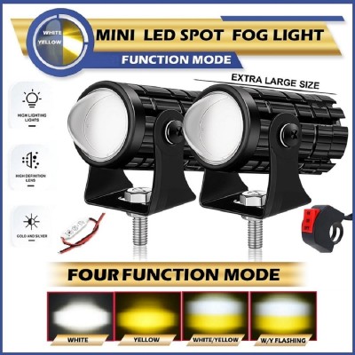 Otoroys Spotlights Mini Projector Fog Light with Three Line Switch or Strip Fleasher Fog Lamp Car, Motorbike LED (12 V, 40 W)(Universal For Bike, Pack of 3)