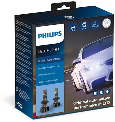 PHILIPS 11972U90 Ultinon Pro 9000 H7 Premium 5800K White light headlight bulb Headlight Car LED (12 V, 18 W)(Universal For Car, Pack of 2)