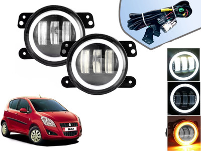 AUTO PEARL White Fog Light 4 inch with Yellow DRL Ring Turn Indicator light with wiring A35 Fog Lamp Car LED for Maruti Suzuki (12 V, 30 W)(Ritz, Pack of 2)