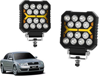 AUTO PEARL 4 Inch Square Luminous 14Led Auxiliary Amber DRL Spot Light for Car A349 Fog Lamp Car LED for Skoda (12 V, 30 W)(Superb, Pack of 2)