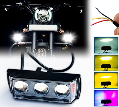 AUTO PEARL Ultra Mini 3-Lens Fog Light with Red, Blue White & Yellow Flashing Light 1PC Fog Lamp Motorbike LED (12 V, 30 W)(Universal For Bike, Pack of 1)