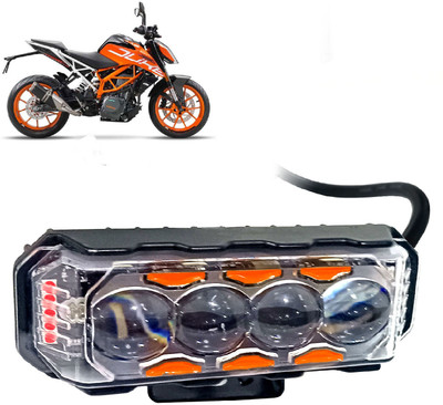 AUTO PEARL 4 Lens White/Yellow & Multi Flicker Red/Blue High Beam Led T060 Fog Lamp Motorbike LED for KTM (12 V, 30 W)(Duke 390, Pack of 1)