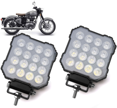 AUTO PEARL 16LED Round White Foglight Flashing Light, Work Spot White Lights B176 Fog Lamp Motorbike LED for Royal Enfield (12 V, 30 W)(Classic, Pack of 2)
