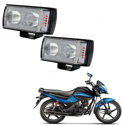 RWT Double Led White-Yellow Fog Light with Red & Blue Strobe Light With Switch-448 Fog Lamp Motorbike LED for Hero (12 V, 36 W)(Splendor iSmart)