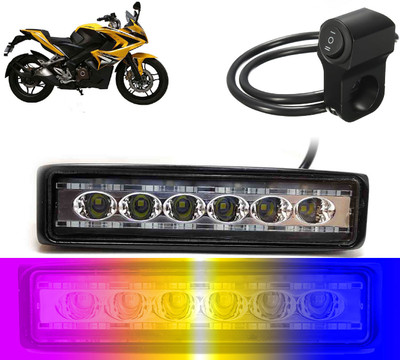 AUTO PEARL 6-inch 14LED Yellow/White/Red/Blue & Blinking Led Fog Light with Switch A83 Fog Lamp Motorbike LED for Bajaj (12 V, 24 W)(Pulsar CS400, Pack of 1)