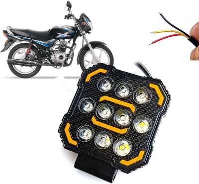 AUTO PEARL Square 10-Led DRL Car Off-Road Vehicle Light Auxiliary White-Yellow Lighting A22 Fog Lamp Motorbike LED for Bajaj (12 V, 24 W)(CT 100, Pack of 1)