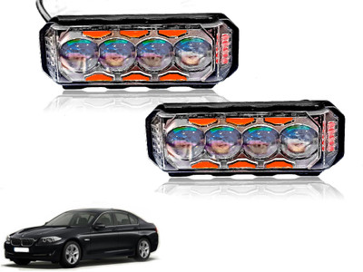 AUTO PEARL 4Lens Yellow/White & Multi Flicker Red/Blue Led for 520i Fog Lamp Car LED for BMW (12 V, 30 W)(520i, Pack of 2)