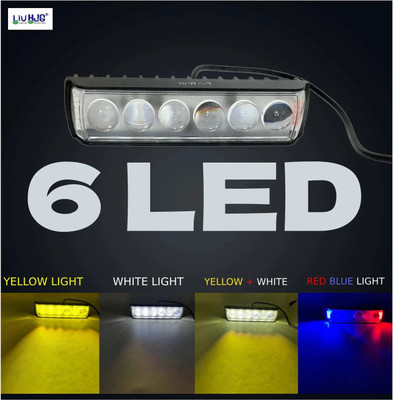 AutoPowerz LIU HJG 6 LED Yellow/White & Red/Blue 40-60W DC9-80V Fog Light Fog Lamp Car, Motorbike, Truck LED (12 V, 60 W)(Universal For Bike, Universal For Car, Pack of 1)