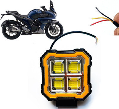 AUTO PEARL Square 4-Led DRL Car Off-Road Vehicle Light Auxiliary White-Yellow Lighting E78 Fog Lamp Motorbike LED for Yamaha (12 V, 24 W)(Fazer, Pack of 1)