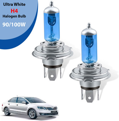 AUTO PEARL H4 Halogen Headlight bulb 90/100W 5000K Ultra White Low/High Beam Bulb (A73) Headlight Car, Truck, Van Halogen for Skoda (12 V, 100 W)(Rapid, Pack of 2)