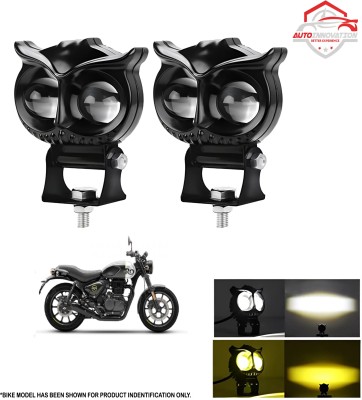 Autoinnovation New Heavy Aluminum Material Owl-Shape Fog Light In Yellow-White Color-1908 Fog Lamp Motorbike LED for Royal Enfield (12 V, 40 W)(Universal For Bike, Pack of 2)