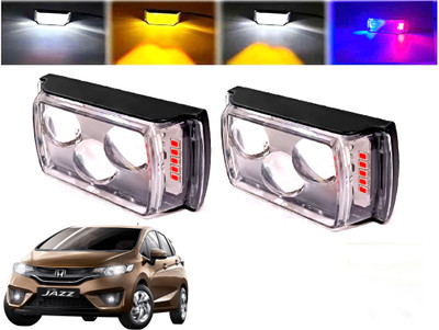 AUTO PEARL 3-EYE Lens Foglight, White, Yellow & Blue-Red Amber Auxiliary Projector Led T114 Fog Lamp Car LED for Honda (12 V, 10 W)(Jazz, Pack of 2)
