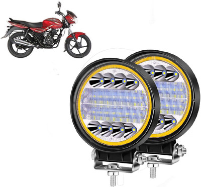 AUTO PEARL 24LED Round 3-Mode White and Yellow light High Beam Led for Discover 100DTS-i Fog Lamp Motorbike LED for Bajaj (12 V, 72 W)(Discover 100 DTS-i, Pack of 2)